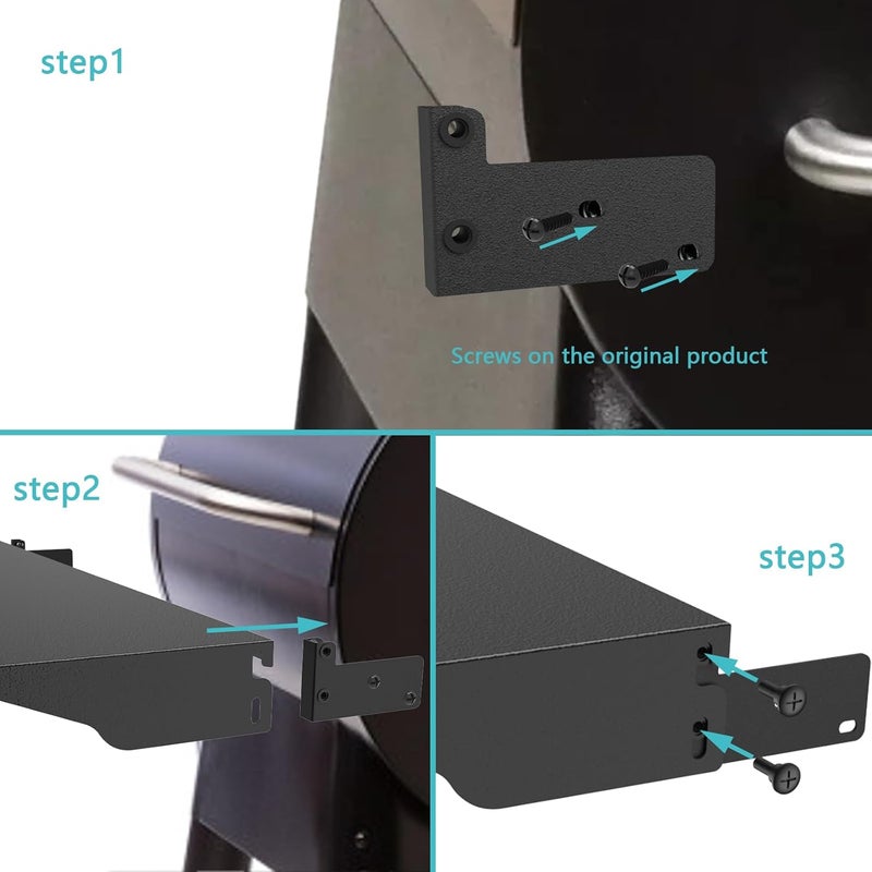 Sunkonny رف أمامي قابل للطي - بديل لسلسلة Traeger Pro 34، Texas Elite 34، Century 885 وسلسلة Eastwood 34 من شوايات الحبيبات، ملحقات الشواية 37" L x 12" W BAC363 رف طاولة الشواية - Image 4